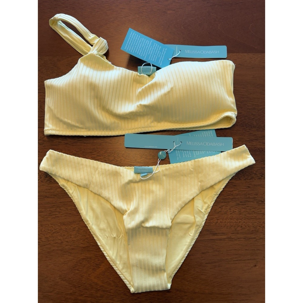 Melissa Odabash Toulouse Ribbed Bikini Set Yellow US 10 UK 14 Swimsuit NWT - Picture 8 of 12